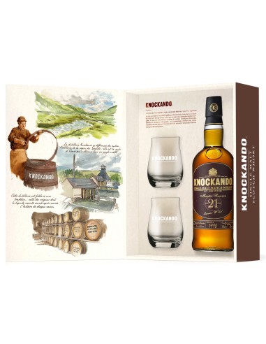 Whisky Knockando 18 ans Slow matured + 2 verres 70cl