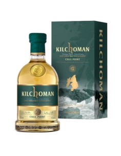 Whisky Kilchoman Coull Point 70cl: bouteille dorée avec étiquette verte et coffret assorti Kilchoman, esprit whisky écossais île