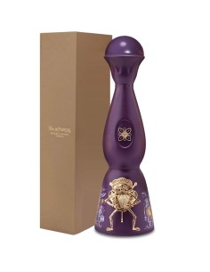 Bouteille violette Tequila Clase Azul Días de Muerto Musica 2024 édition limitée 70 cl avec boîte beige, motifs dorés et dessins