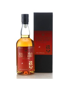 Whisky Chichibu Travel exclusive 2025 dans sa bouteille de 70 cl avec étiquette rouge et boîte assortie, design japonais.