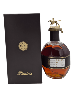 Bourbon Blanton's édition limitée 2024: bouteille de bourbon avec bouchon cheval et boite noire assortie